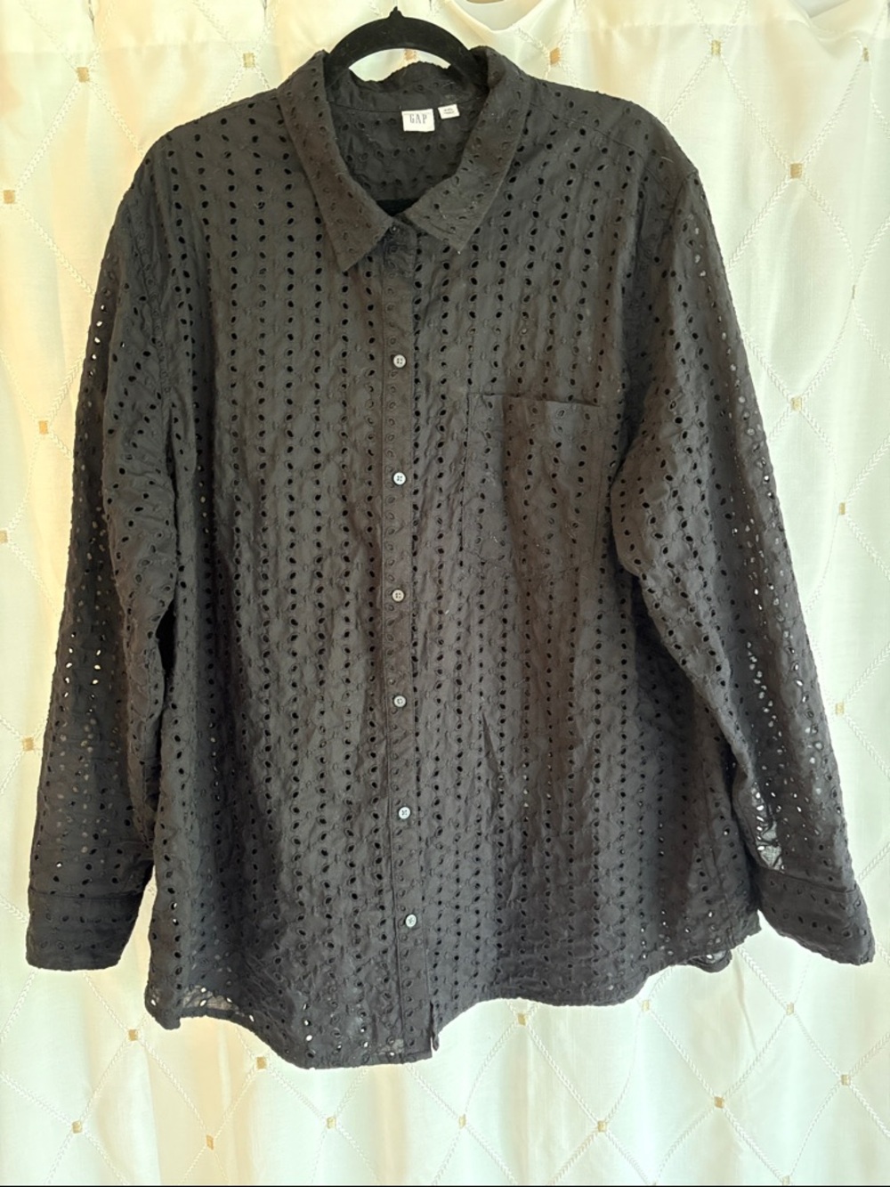 GAP Black Eyelet Button-Up Blouse